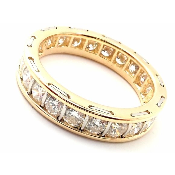 Rare! Vintage Authentic Cartier 18k Yellow Gold Diamond Eternity Band Stack Ring - Picture 2 of 11